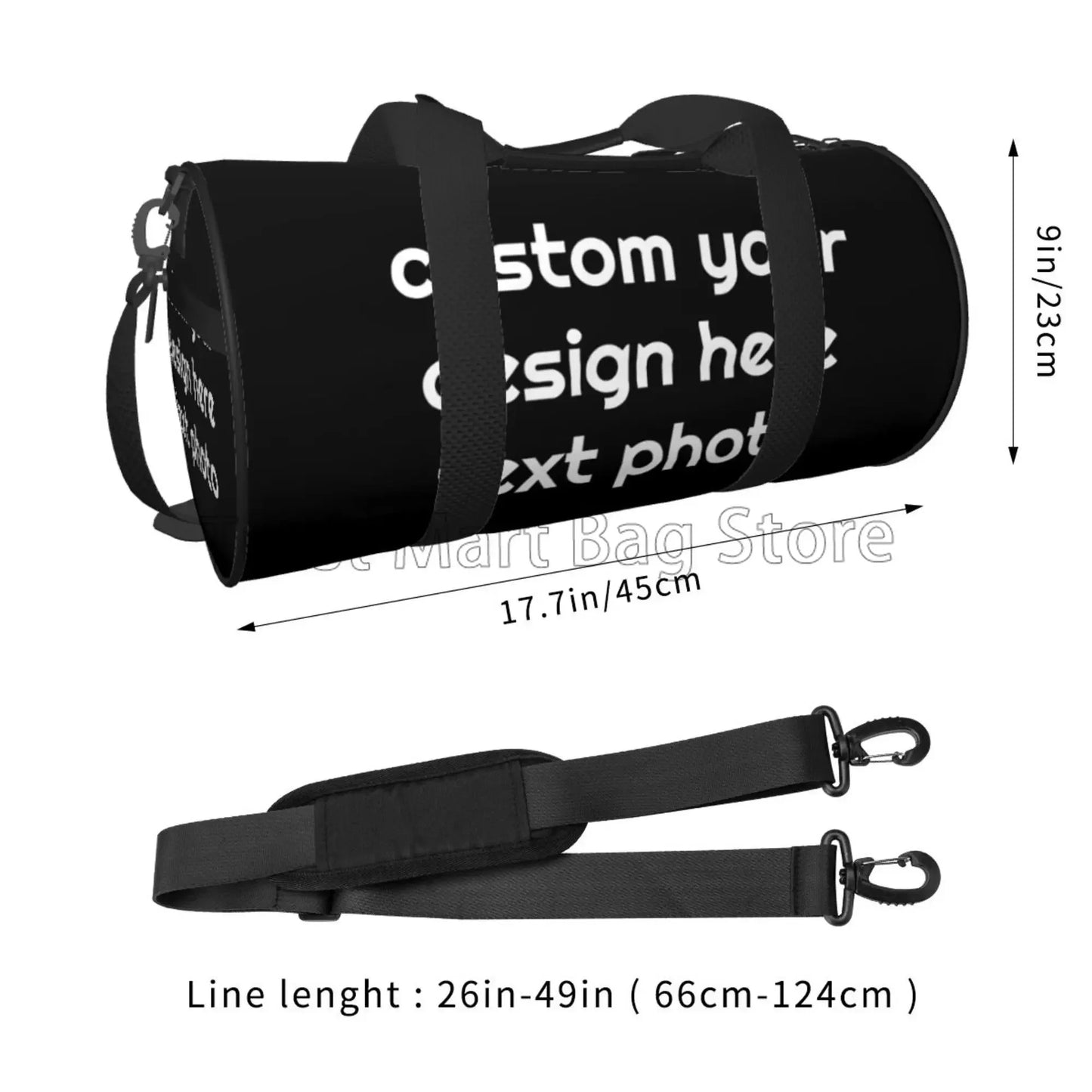 Sac de Sport Rond Noir Personnalisable